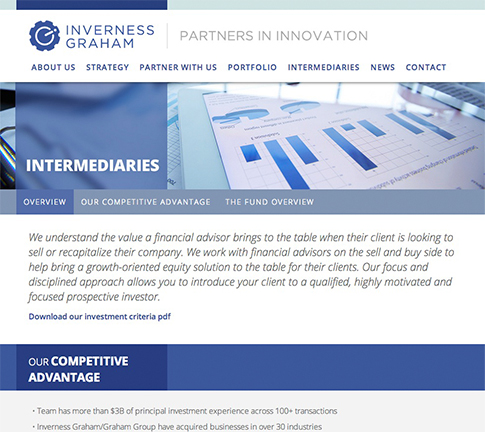 web page design for investment company