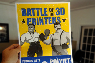 Cimquest 3D printer battle direct mail poster design