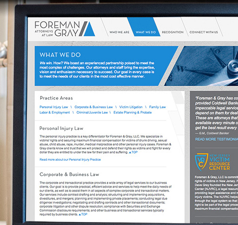 Foreman Gray Website services page design