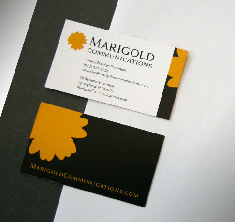 Marigold Communications two sided business cards design