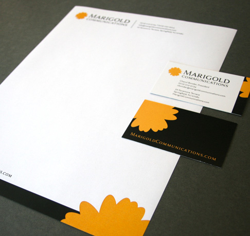 Marigold Communications business card and stationery design
