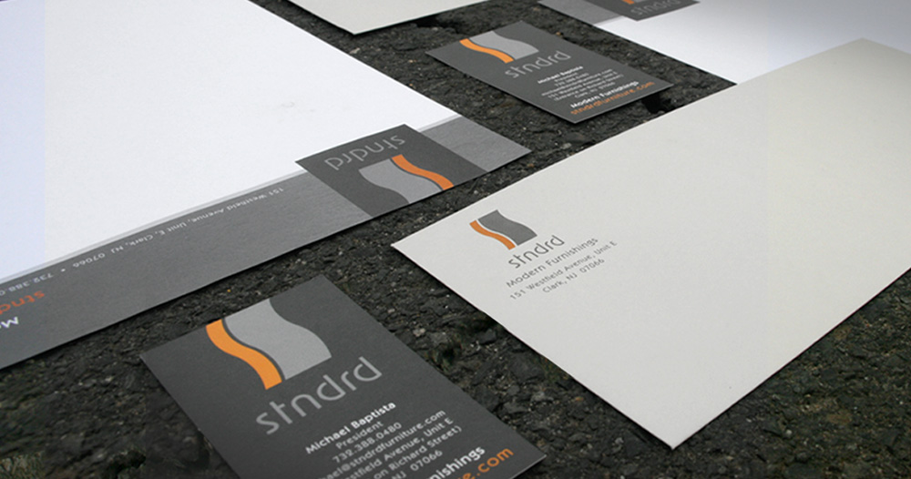 Stndrd Furniture letterhead envelope and business card design