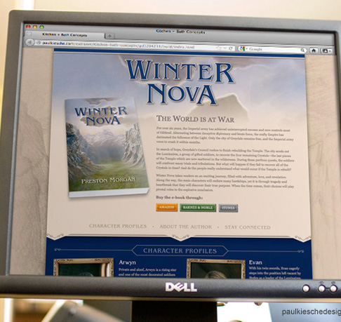 winter nova illustrated book website design