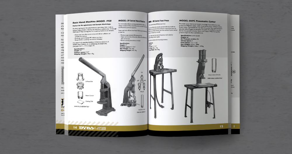 metal Manufacturing product catalog design Inner spread