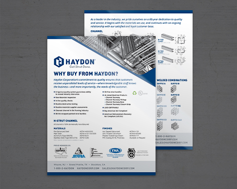 sell sheet design for metal manufacturing company Haydon