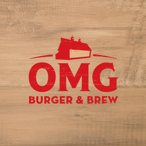OMG burger brew restaurant logo design