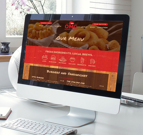 OMG burger brew restaurant custom wordpress website design