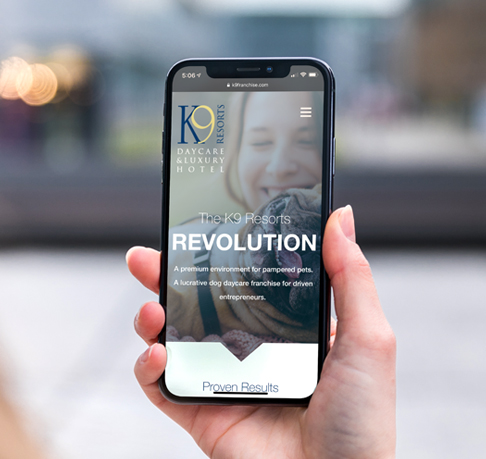 iphone x responsive website design for K9 Resorts Franchise