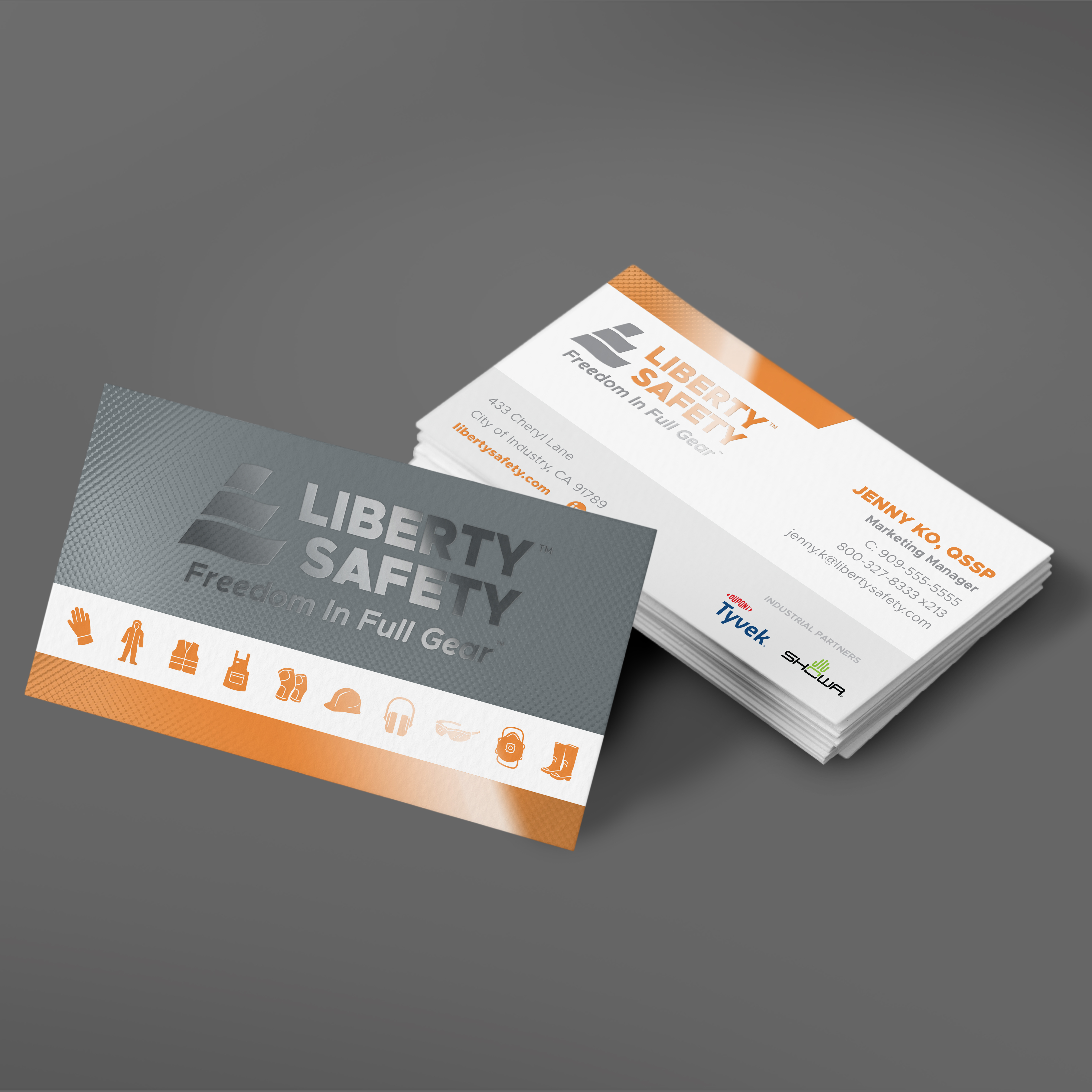 Liberty safety manufacturer business card design