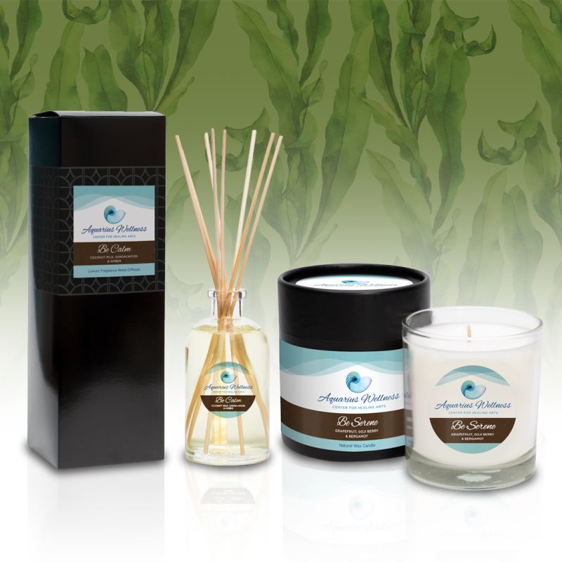 wellness center spa candle packaging design