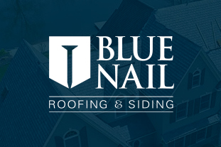 blue nail roofing and siding contractor van wrap design 