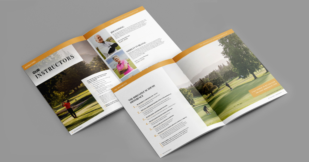 Bird Golf Academy Travel Catalog Design