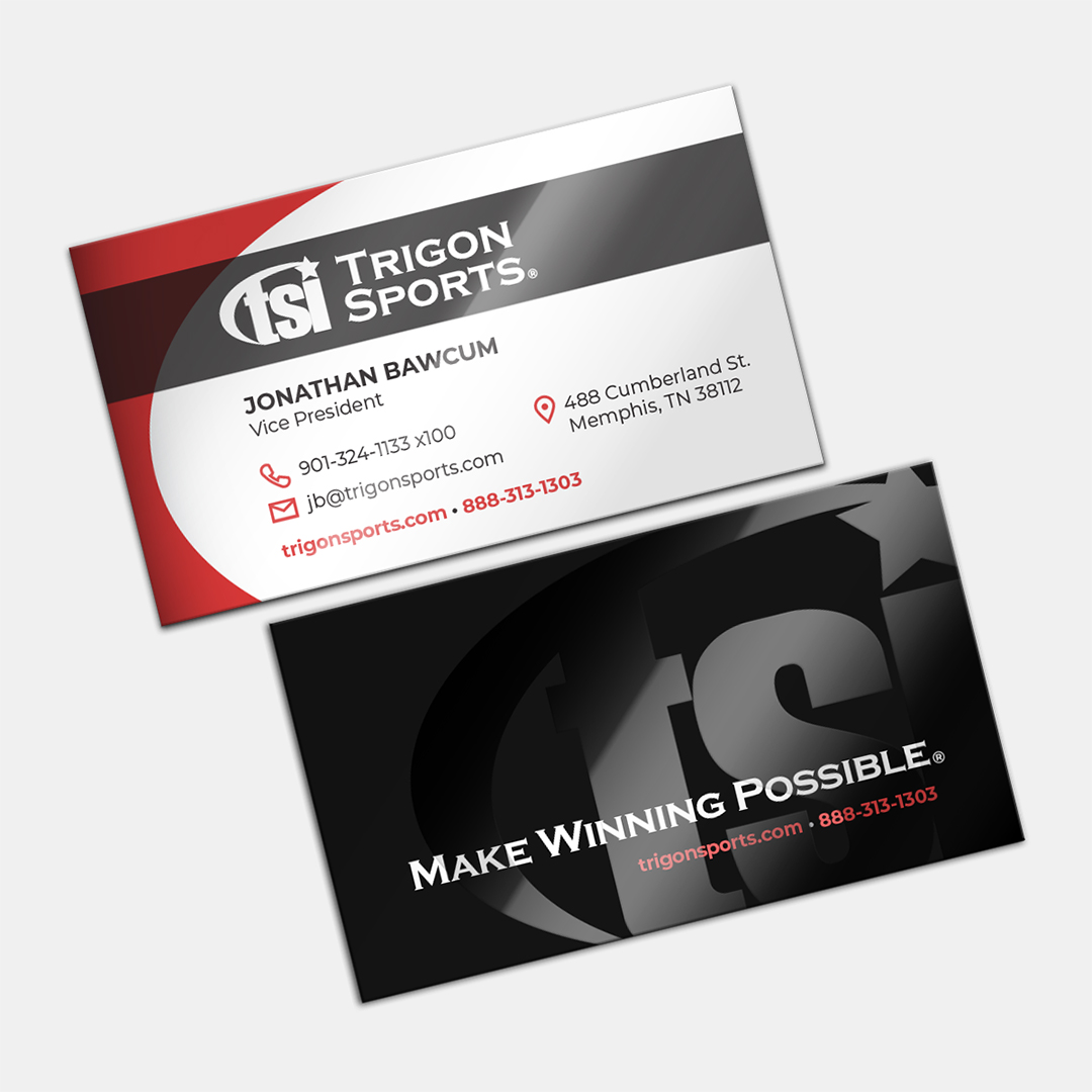 trigon sports manufacturer distributor business card design