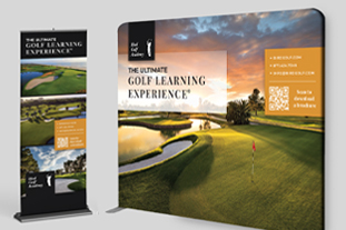 trade show booth design for golf training and travel company