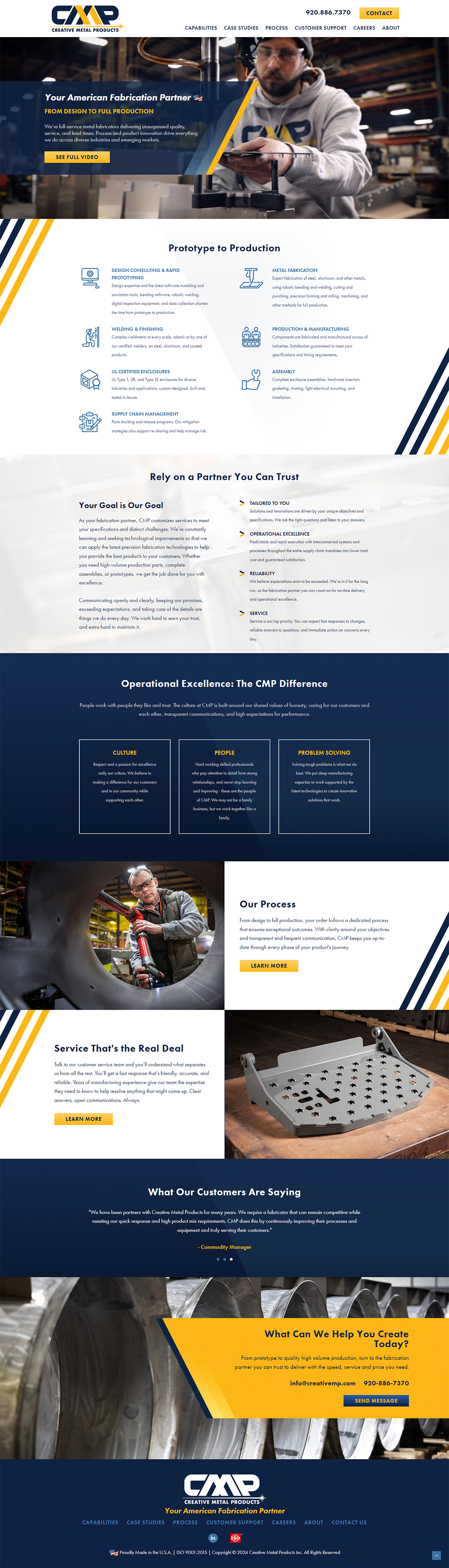 Creative Metal Products manufacturing website design