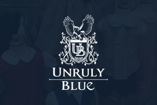 unruly blue fashion brand design