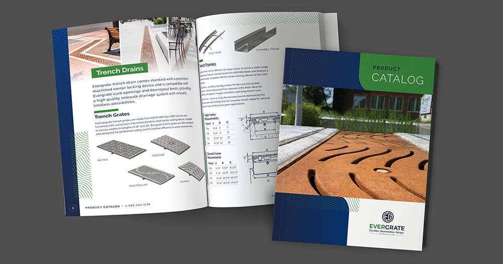 JR Hoe Manufacturing catalog design Evergrate sewer manufacturer brochure catalog publication design