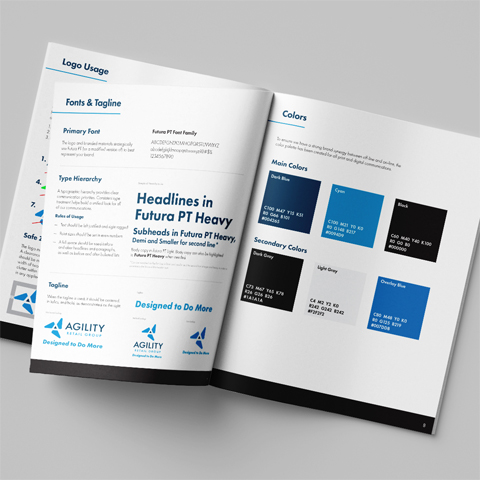 agility retail group brand guide inner page designs