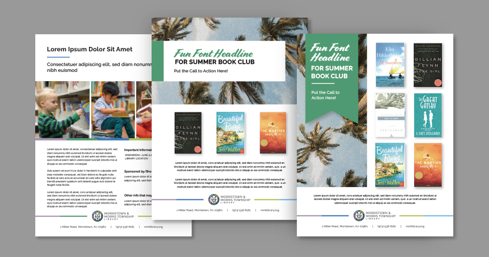 Morristown library flyer template designs