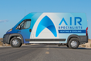 heating and cooling home services truck wrap design