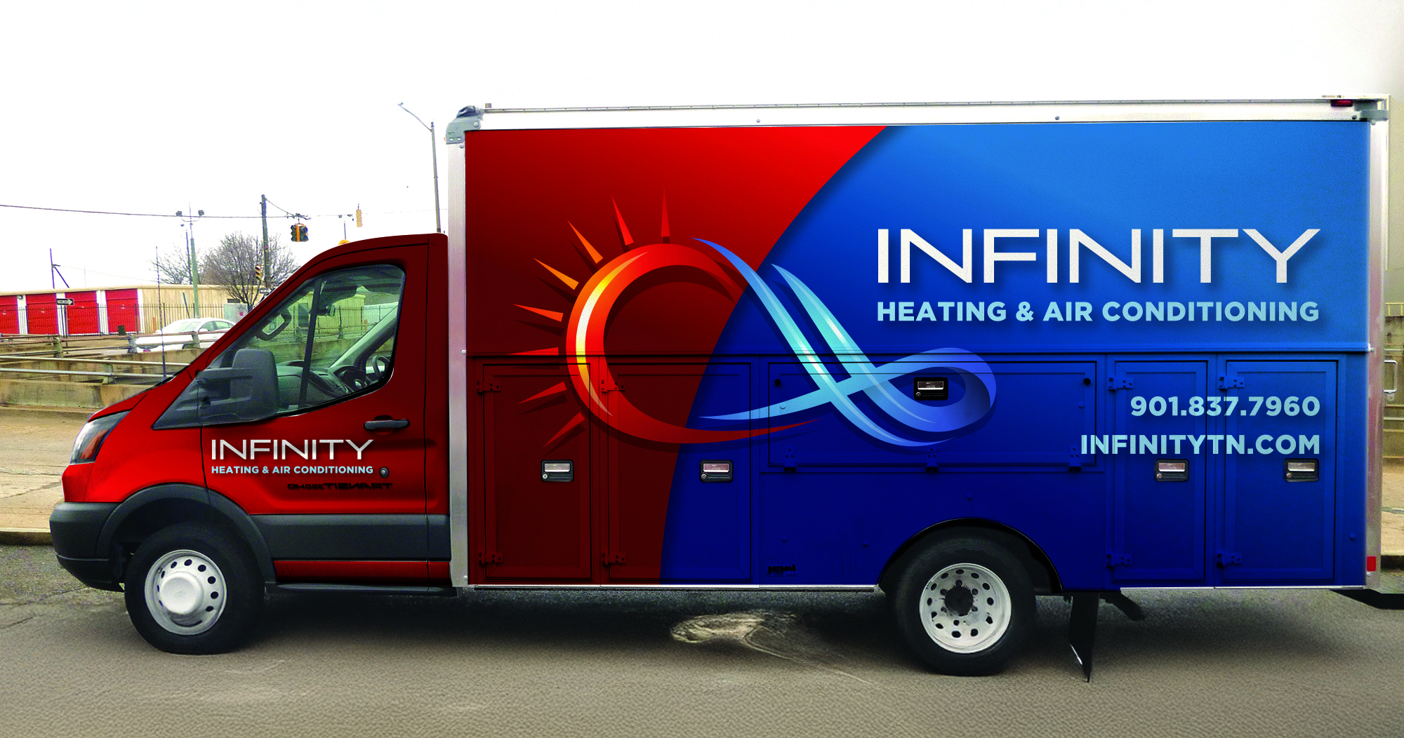 heating cooling van wrap design