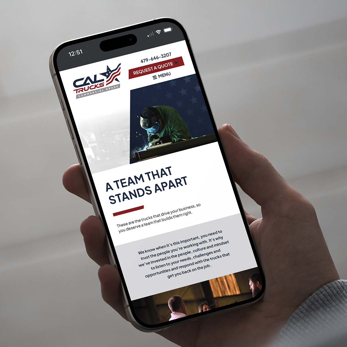 Creative Metal Products mobile website design mockup