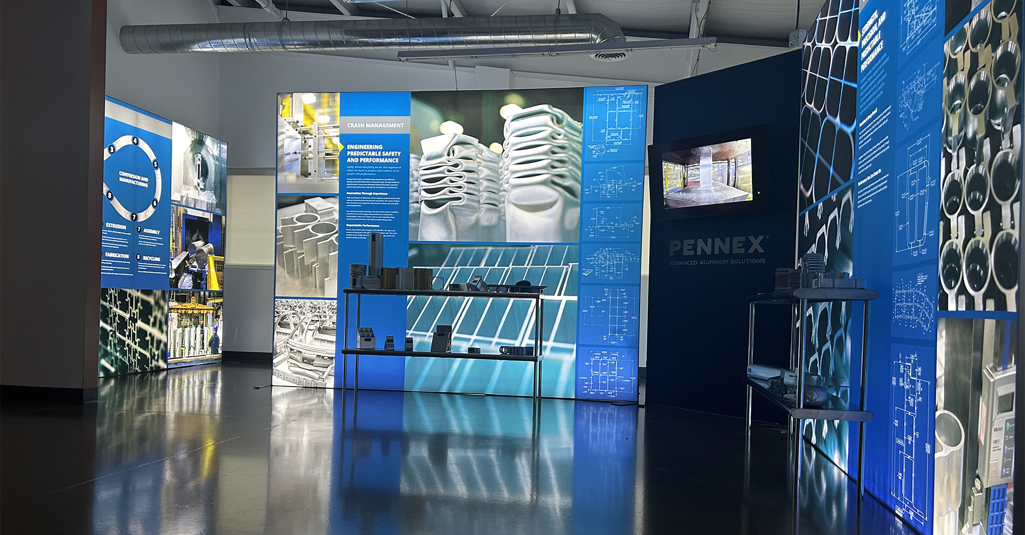 Pennex metal manufacturer exhibit installation Design