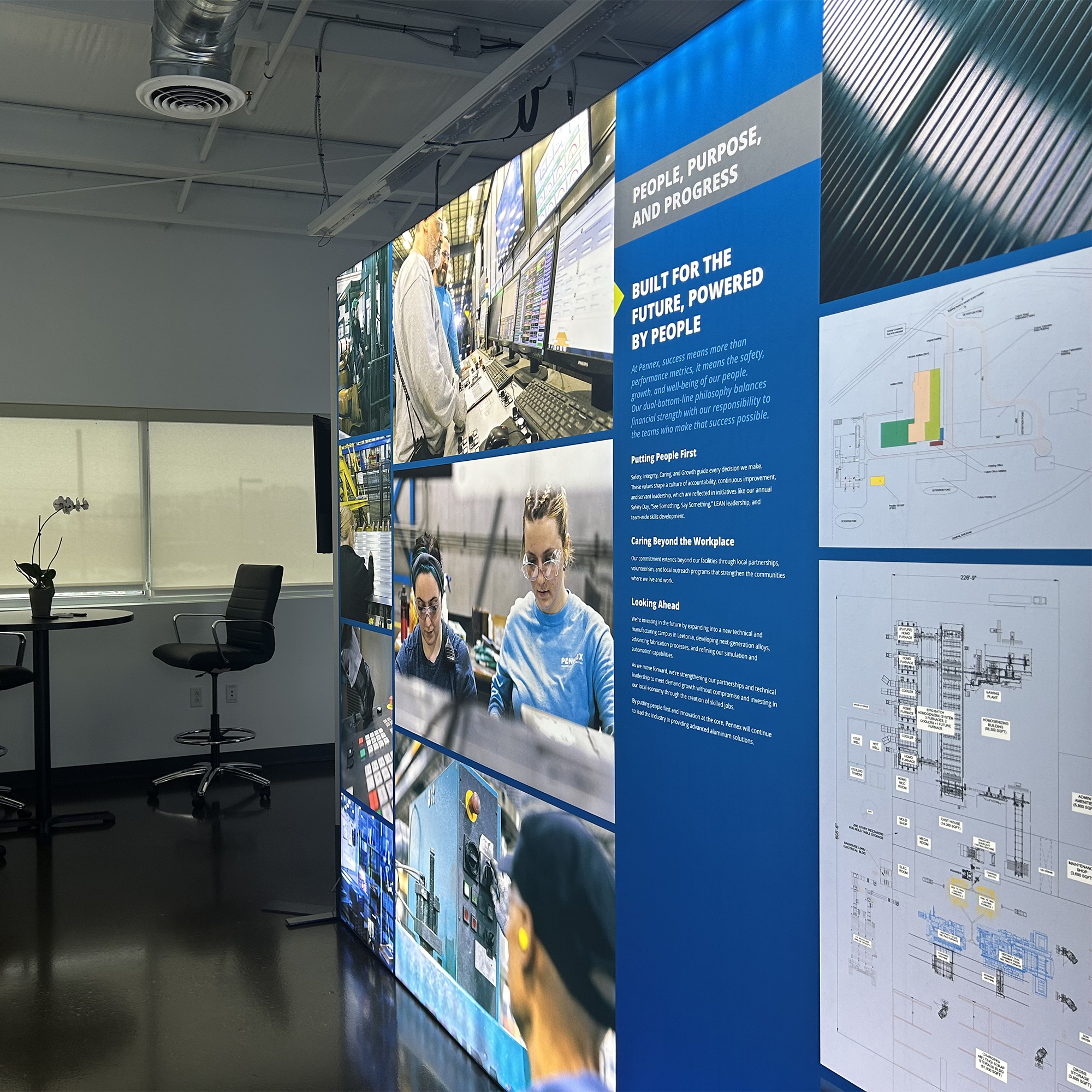 Pennex Aluminum metal manufacturer exhibit installation design