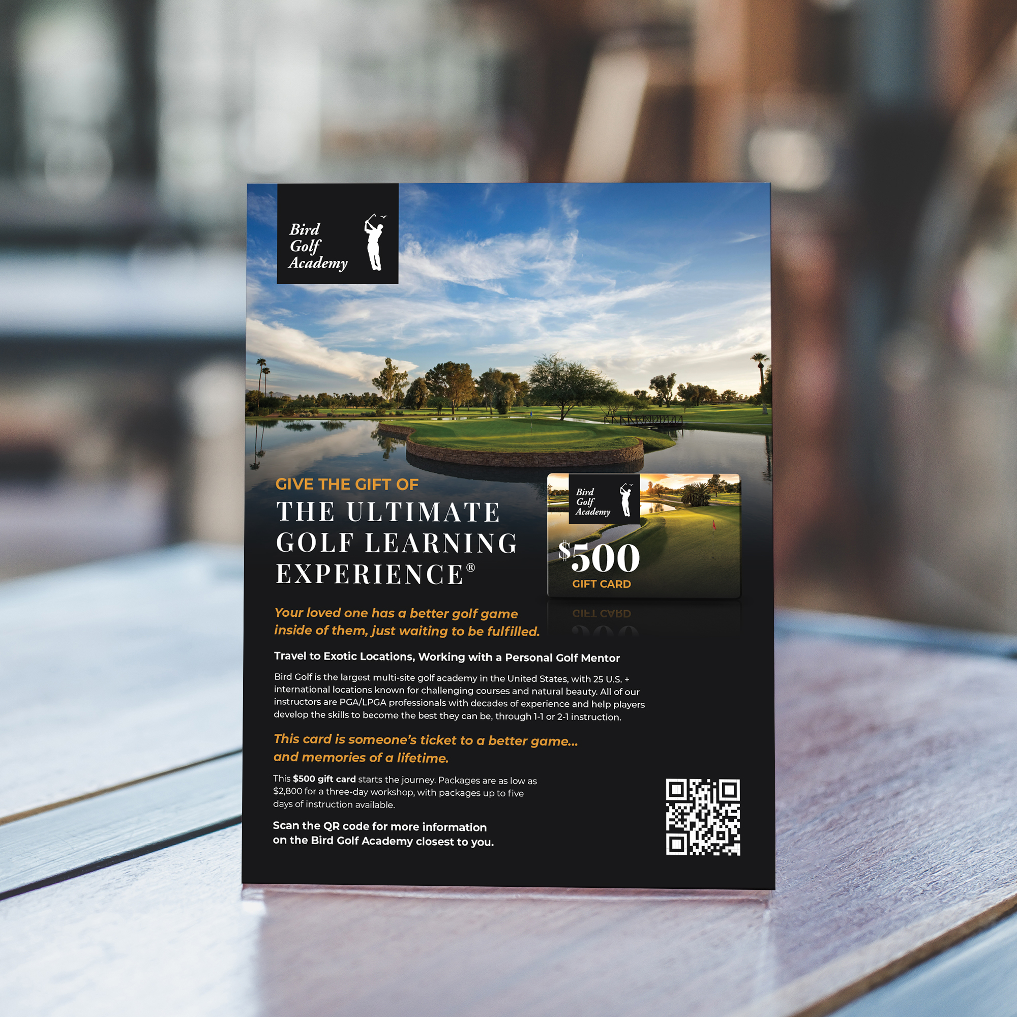 Bird Golf Academy gift card promotion poster Design