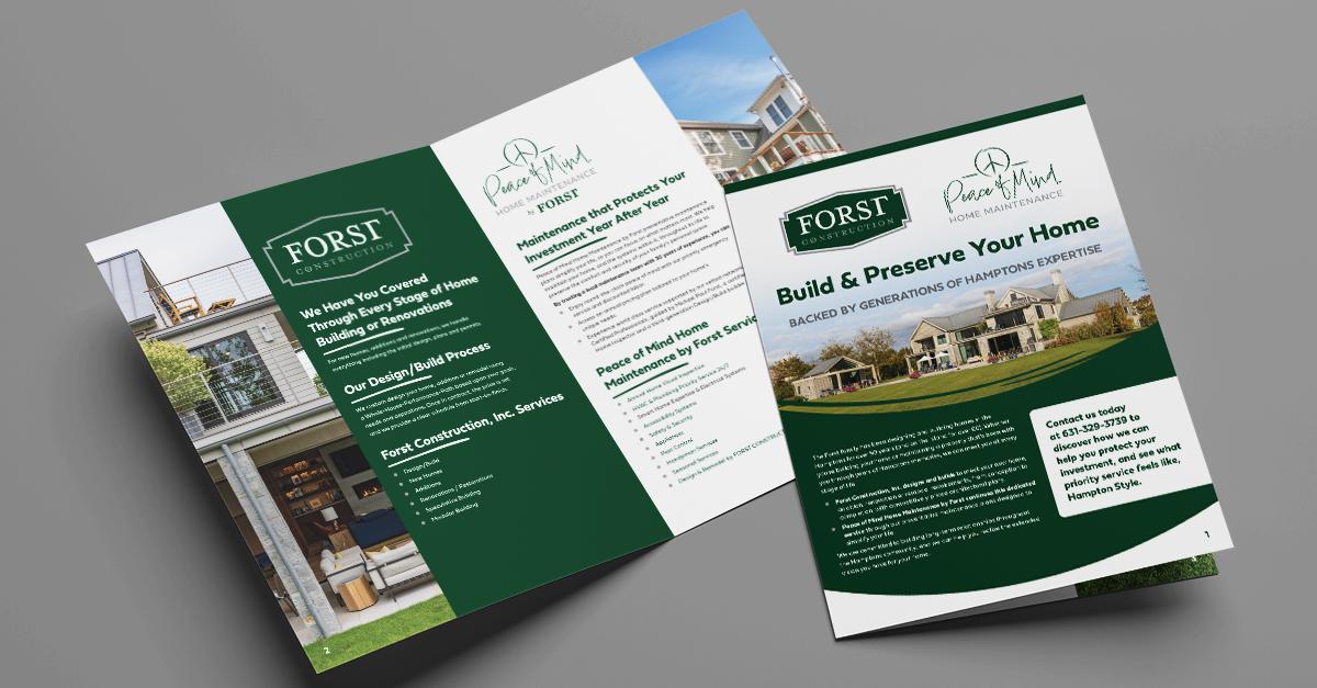 Forst Construction Peace of Mind Home Maintenance Brochure Design